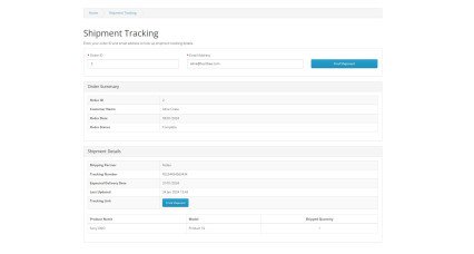 Guest order shipment tracking page for OpenCart extension frontend tracking form