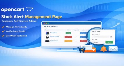 Stock Alert Management Page – Customer Self-Service Addon