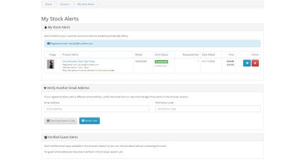 Stock Alert Management Page – Customer Self-Service Addon Stock Alert Management Page – Customer Self-Service Addon