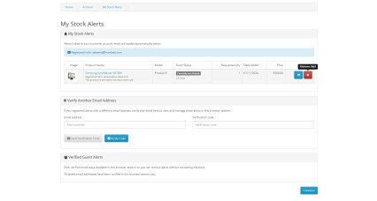 Stock Alert Management Page – Customer Self-Service Addon Stock Alert Management Page – Customer Self-Service Addon