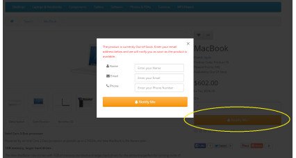 Image pour Alerte de notification de stock de produit