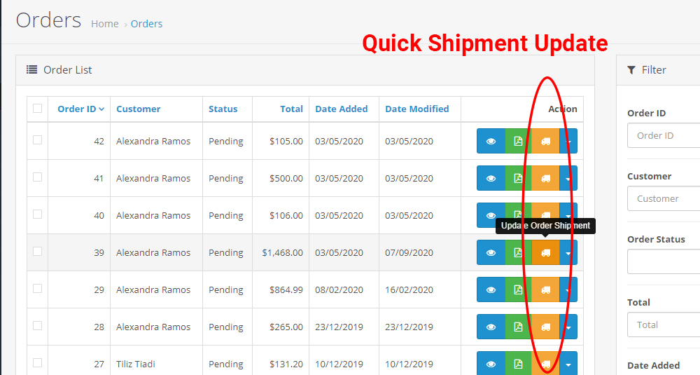Image showing extension Order Shipment / Courier Tracking Info for opencart