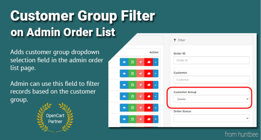 Filtro del gruppo di clienti per la pagina dell'elenco degli ordini dell'amministratore image