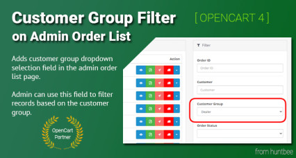 Filtre de groupe de clients pour la page de liste de commandes d'OpenCart 4 Admin Extensions et modules, Extensions OpenCart, Extensions Premium, OpenCart, OpenCart 4.x.x.x image