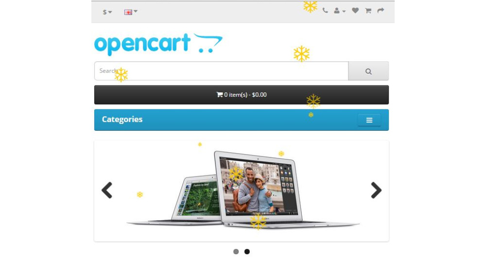 Snowflakes effect for OpenCart 4 (Christmas Module)