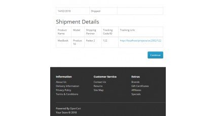Showing image for Order Shipment / Courier Tracking Info Image showing extension Order Shipment / Courier Tracking Info for opencart