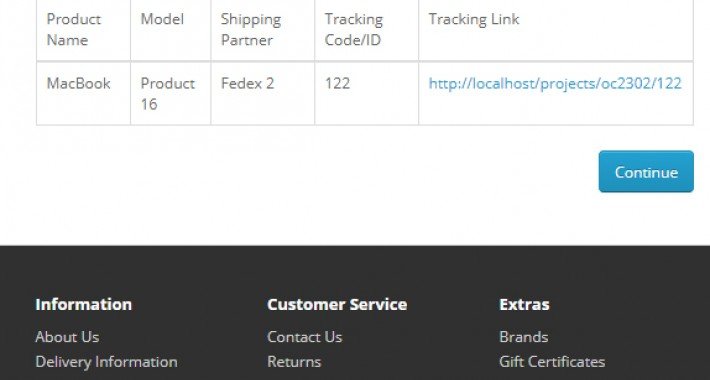 Showing image for Order Shipment / Courier Tracking Info Image showing extension Order Shipment / Courier Tracking Info for opencart