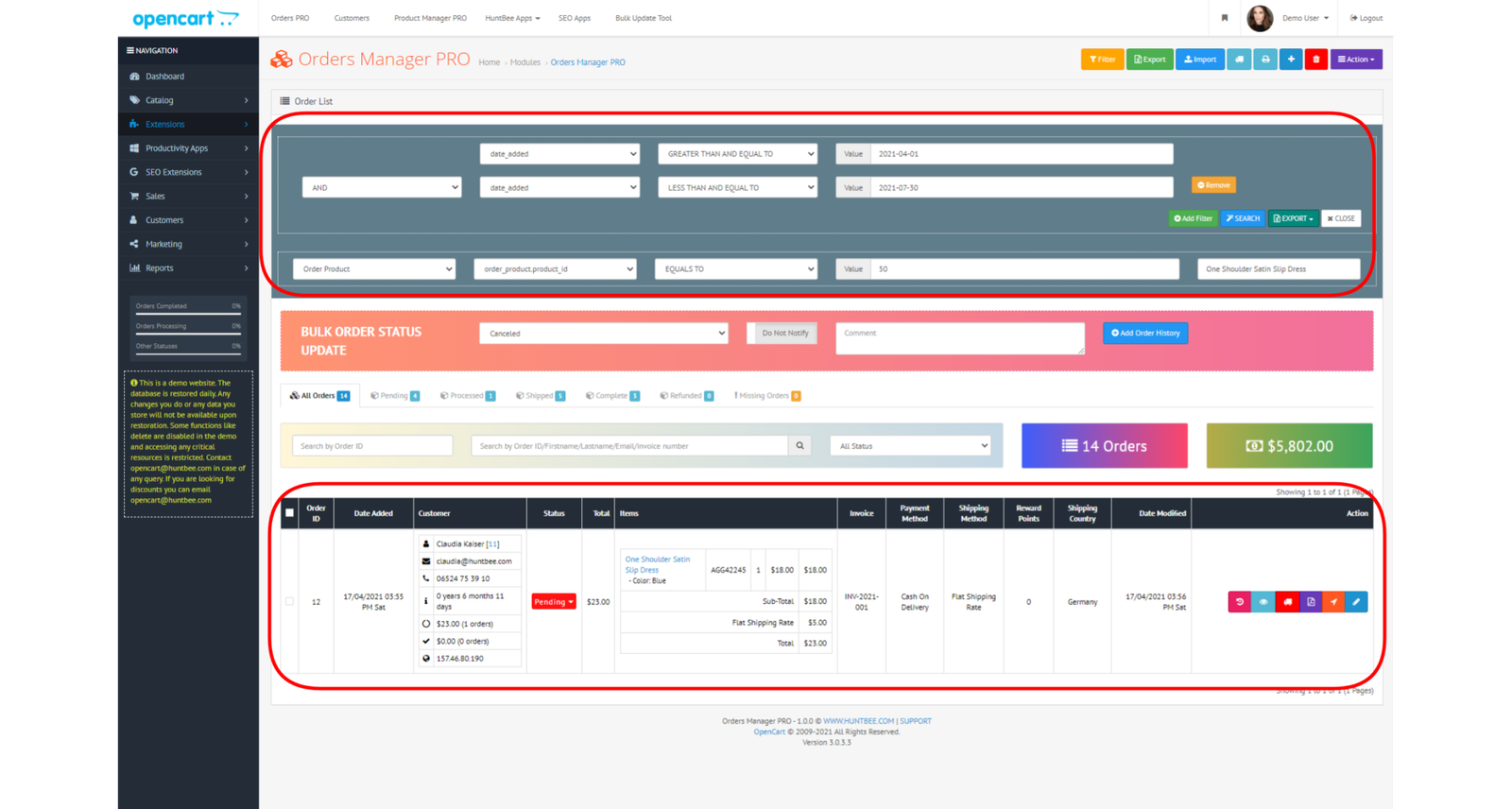 Manage orders. Manage orders