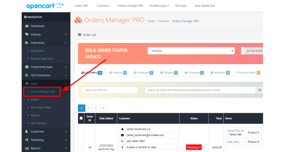 Orders Manager PRO voor OpenCart - Geïmproviseerde tool voor orderbeheer image