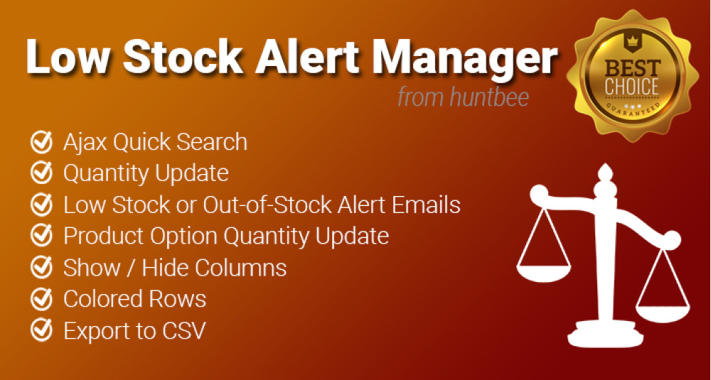Administrador de alertas de stock bajo para OpenCart image
