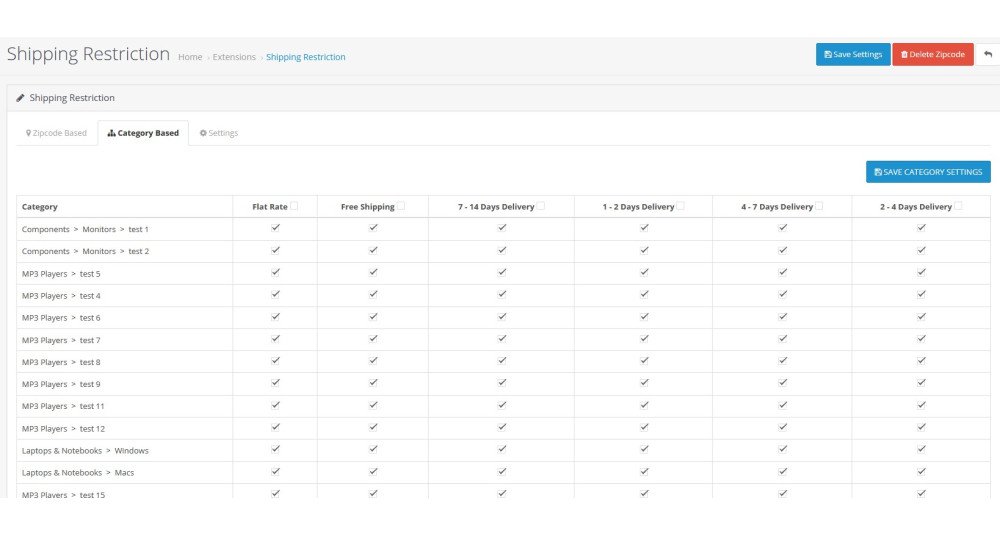 Shipping Method Restrictions by Pincode or Category – OpenCart