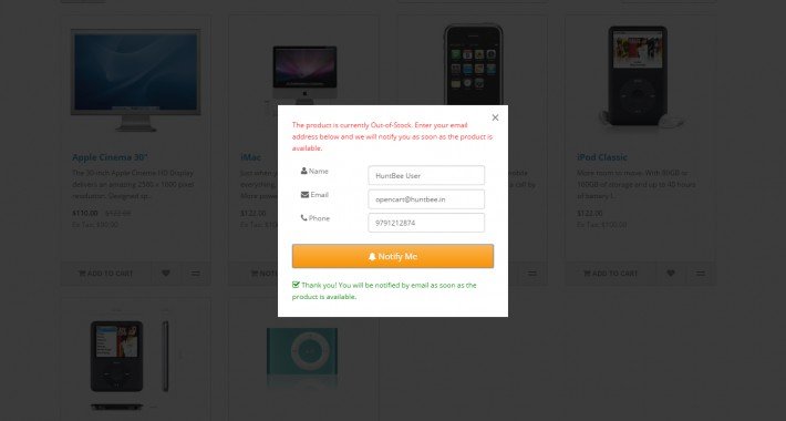 Showing image for Product Stock Notification Alert - Standard Image showing extension Product Stock Notification Alert - Standard for opencart