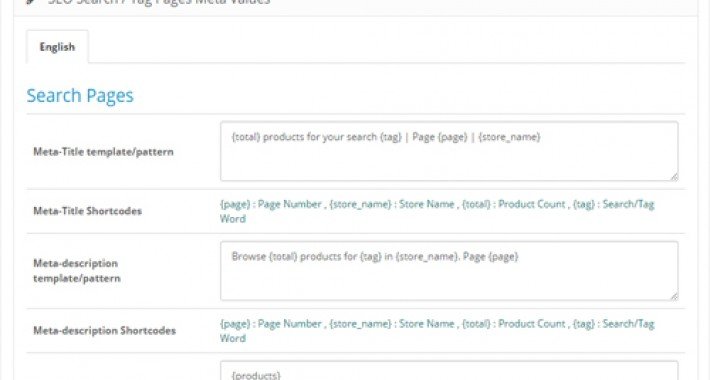 Showing image for Search and Tag Pages SEO Meta-values Image showing extension Search and Tag Pages SEO Meta-values for opencart