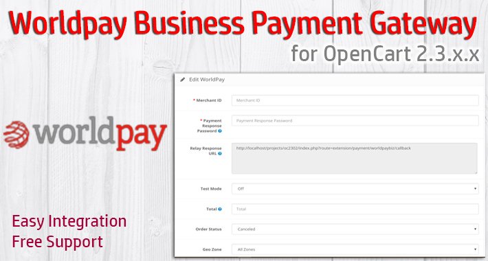 Showing image for Worldpay Business Payment Gateway for OpenCart 2031 / 21xx / 2200 Worldpay Business Payment Gateway for OpenCart 2031 / 21xx / 2200 image for opencart