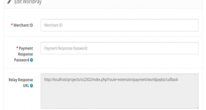 Showing image for Worldpay Business Payment Gateway for OpenCart 2031 / 21xx / 2200 Worldpay Business Payment Gateway for OpenCart 2031 / 21xx / 2200 image for opencart