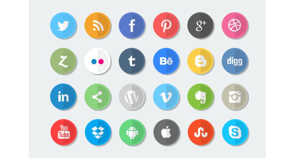 Image showing extension Social Icons - Flat icons, rounded icons, Leaf Shaped icons for opencart