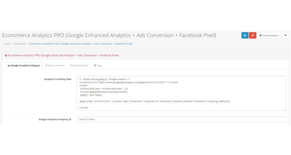 Showing image for Google Analytics + Ads Conversion + Facebook Pixel for OpenCart 4 Google Analytics + Ads Conversion + Facebook Pixel for OpenCart 4 image