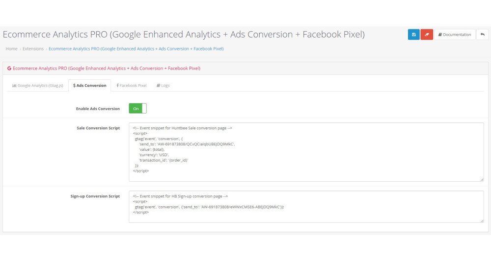Showing image for Google Analytics + Ads Conversion + Facebook Pixel for OpenCart 4 Google Analytics + Ads Conversion + Facebook Pixel for OpenCart 4 image
