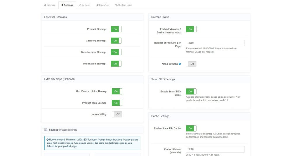 OpenCart XML Sitemap with IndexNow & AI Feed