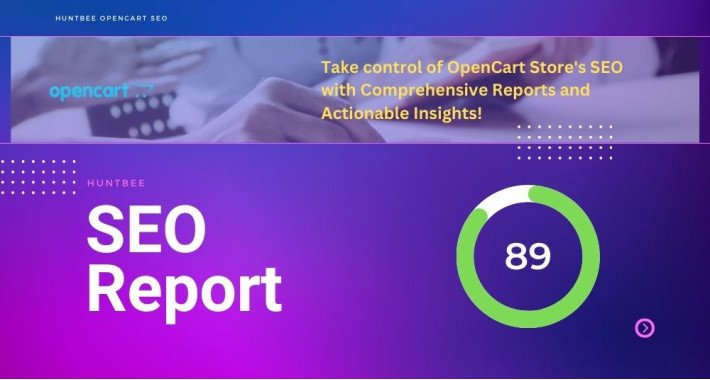 OpenCart SEO Health Checker dashboard showing SEO score and issue analysis
