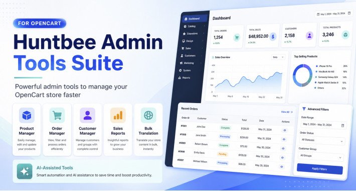 Huntbee Admin Tools Suite for OpenCart Store Management