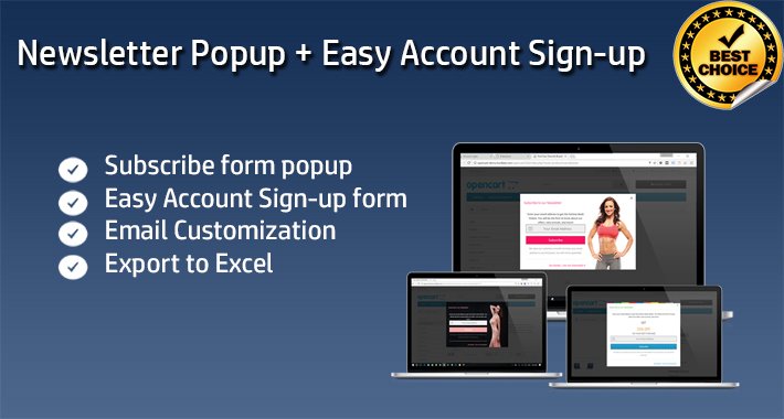 Viacúčelový Popup: Newsletter, Registrácia a Prihlásenie – OpenCart rozšírenie od HuntBee