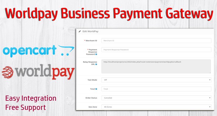 Platobná Brána Worldpay Business pre OpenCart – OpenCart rozšírenie od HuntBee