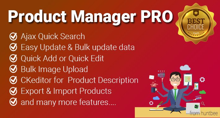 Product Manager PRO – Pokročilý Editor Produktov – OpenCart rozšírenie od HuntBee
